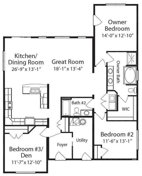 Lakewood II | 1770 Square Foot Ranch Floor Plan